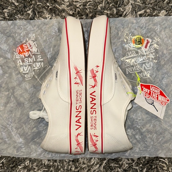 New VANS Comfycush Authentic PENN Tennis shoes in Blanc De Blanc / Red - Picture 11 of 16